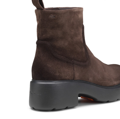 Women's dark brown suede Easy ankle boot - Santoni - 5
