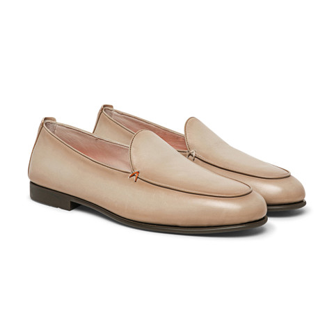 Men's beige leather loafer - Santoni - 2