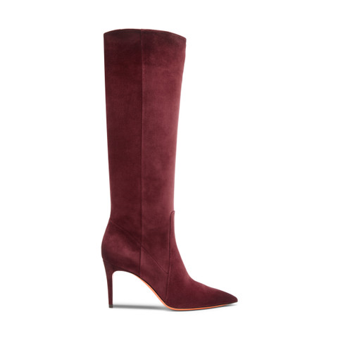 Women's burgundy suede high-heel boot - Santoni - 1