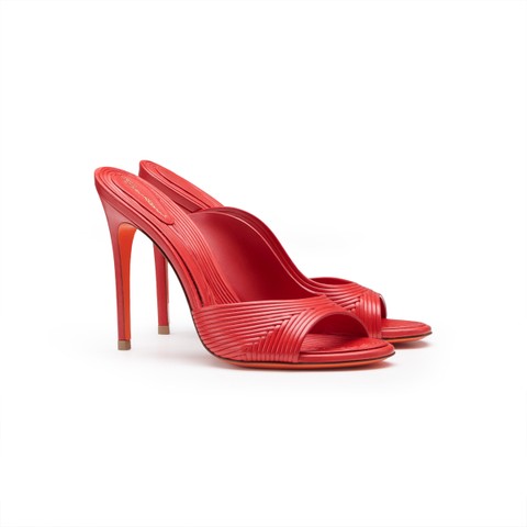 Women's red leather high-heel sandal - Santoni - 2