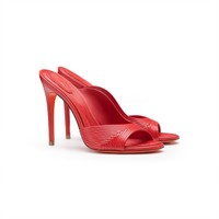 Women's red leather high-heel sandal - Santoni - 2