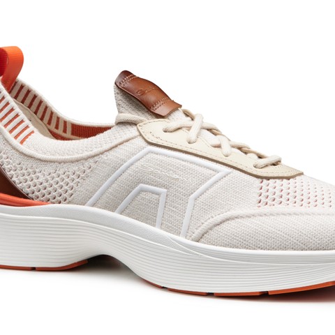 Men's white stretch knit Easy Bounce sneaker - Santoni - 5
