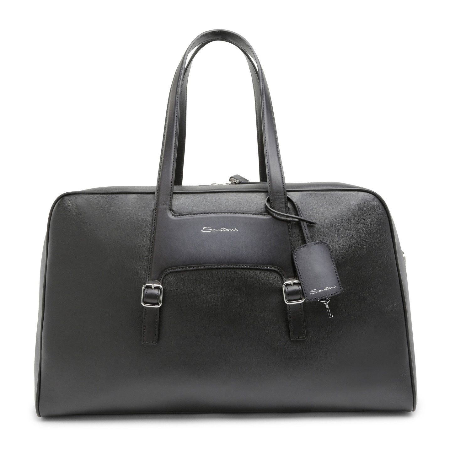 Santoni Borsa da viaggio in pelle nera