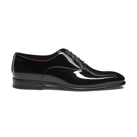 Men's black patent leather Oxford shoe - Santoni - 1