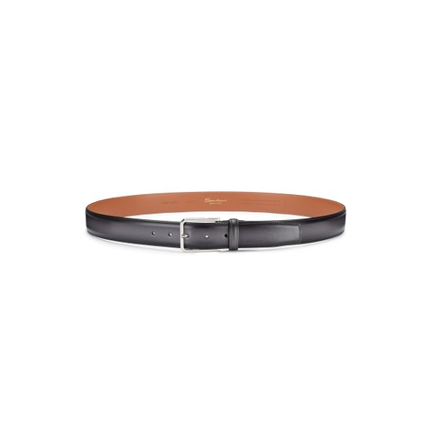 Grey leather adjustable belt - Santoni - 3