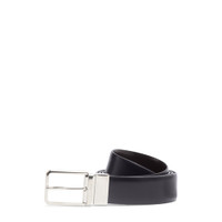 Reversible and adjustable black and dark brown leather belt - Santoni - 1