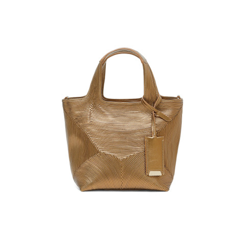 Gold laminated leather handbag - Santoni - 1