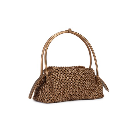 Gold woven leather shoulder bag - Santoni - 1