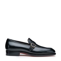 Men's black leather single-monk loafer - Santoni - 1