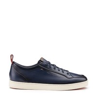 Men's blue leather Santoni Off-duty sneaker - Santoni - 1