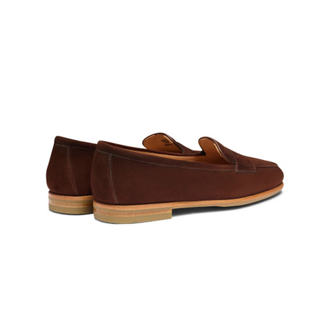 Women's dark brown suede Carla loafer - Santoni - 4
