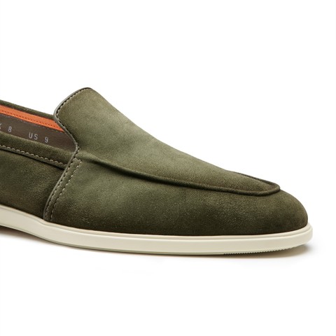 Men's green suede loafer - Santoni - 5