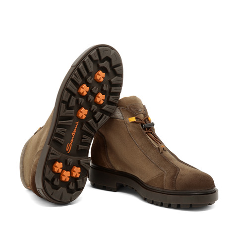Men's brown suede hiking boot - Santoni - 4