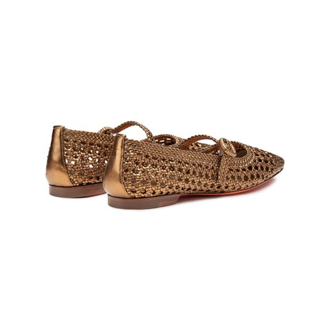 Women's gold woven leather ballet flat - Santoni - 4