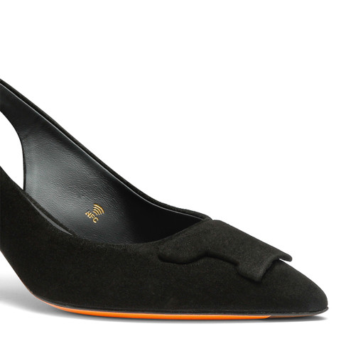 Schwarze Santoni-Slingbacks Sibille für Damen aus Wildleder mit mittelhohem Absatz - Santoni - 6