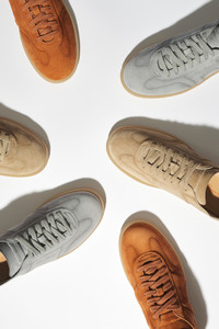 Men's grey suede DBS Oly sneaker - Santoni - editorial