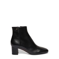Women's black leather mid-heel ankle boot - Santoni - 1