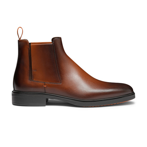 Men's dark brown leather Easy boot - Santoni - 1