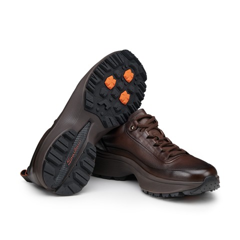 Men's dark brown leather Easy Bounce Mountain sneaker - Santoni - 3