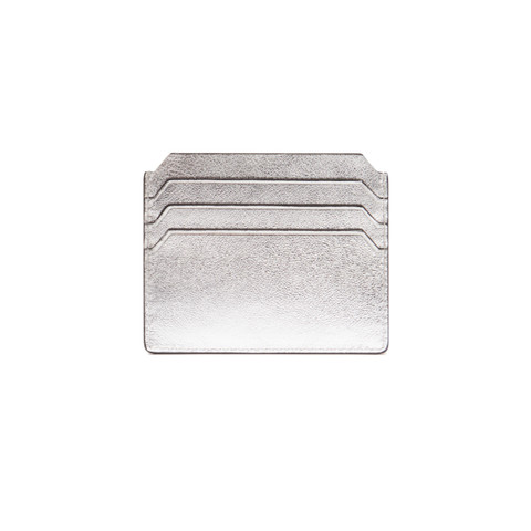 Silver laminated leather credit card holder - Santoni - 6