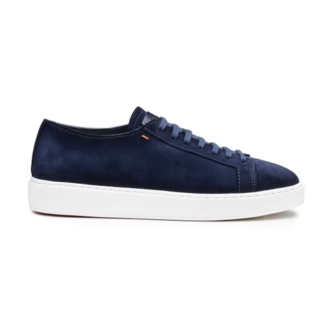Men's blue suede sneaker - Santoni - 1