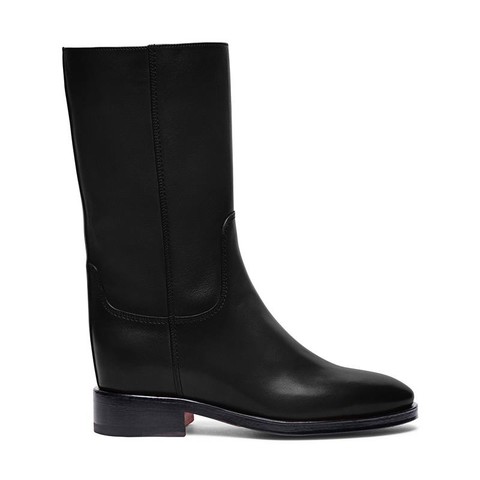 Women's black leather ankle boot - Santoni - 1