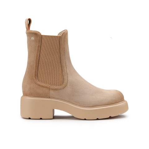 Women's beige suede Easy Bubble ankle boot - Santoni - 1