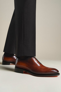 Men's brown leather Oxford brogue shoe - Santoni - editorial