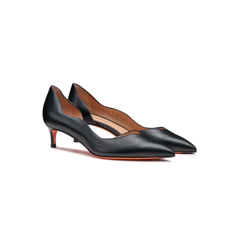Women's black leather mid-heel pump - Santoni - 2