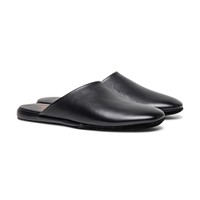 Men&rsquo;s black leather slipper - Santoni - 2