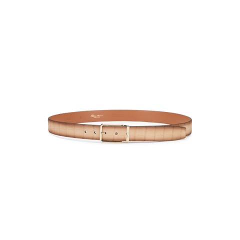 Brown alligator nubuck belt - Santoni - 3