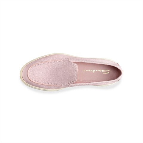 Rosafarbene Loafer f&uuml;r Damen aus Leder - Santoni - 4