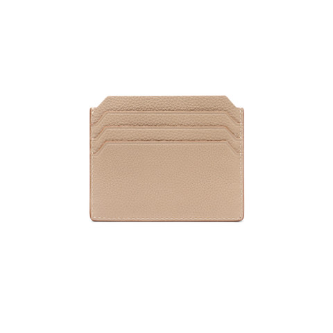 Beige tumbled leather credit card holder - Santoni - 2