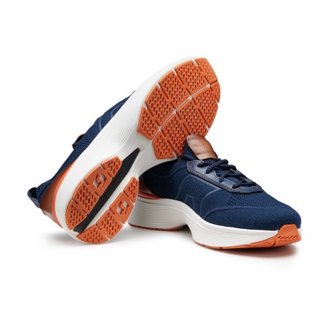 Men's blue stretch knit Easy Bounce sneaker - Santoni - 3