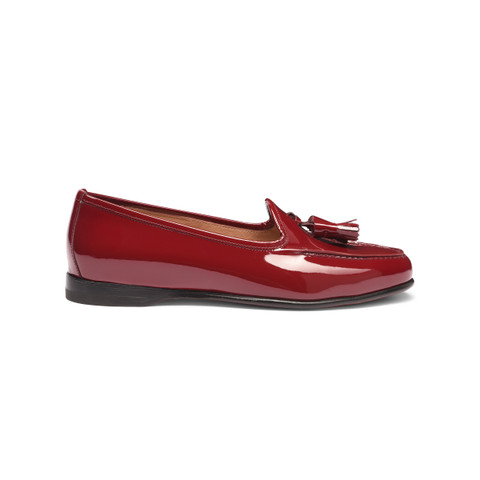 Women's red patent leather Andrea tassel loafer - Santoni - 1