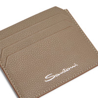 Beige tumbled leather credit card holder - Santoni - 2