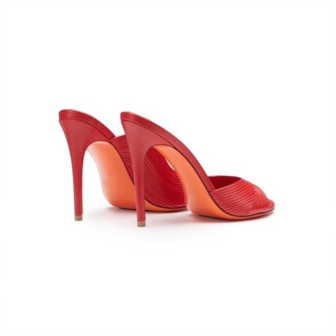Women's red leather high-heel sandal - Santoni - 3