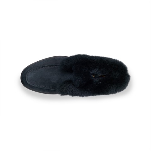 Women's black suede desert boot with fur - Santoni - 4