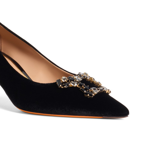 Women's black velvet mid-heel Santoni Sibille pump - Santoni - 6