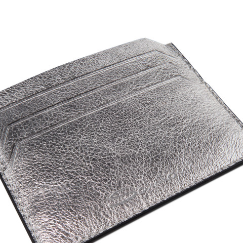 Silver laminated leather credit card holder - Santoni - 5