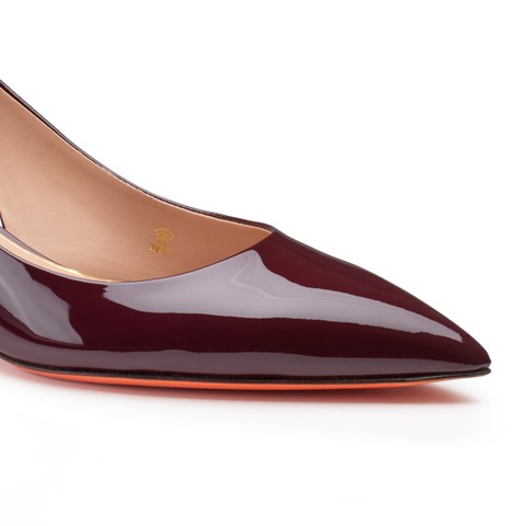 Women's burgundy patent leather mid-heel slingback - Santoni - 5