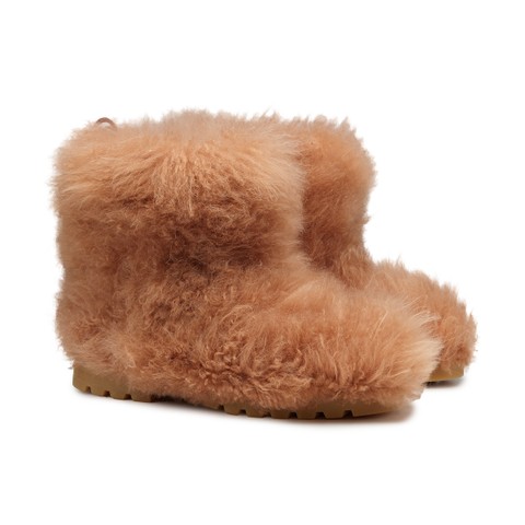 Women's light brown fur ankle boot - Santoni - 4