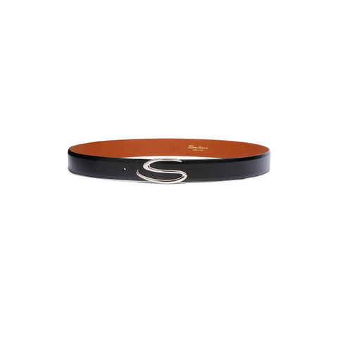 Blue leather belt strap - Santoni - 4