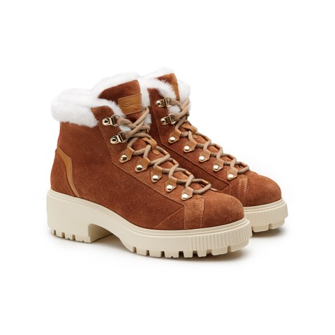 Women's brown suede hiking boot - Santoni - 3