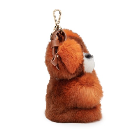 Orange fur and brown leather Teddy bear charm - Santoni - 3