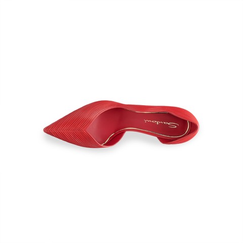 Women's red leather high-heel pump - Santoni - 4
