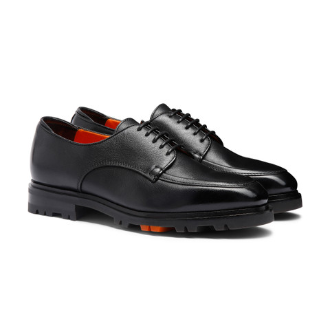 Men's black leather Derby shoe - Santoni - 3