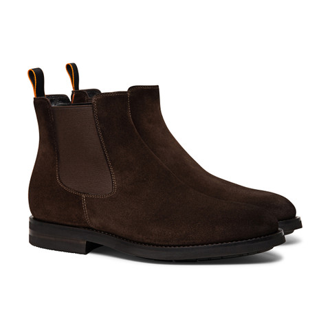 Botín Chelsea para hombre de ante marrón - Santoni - 2