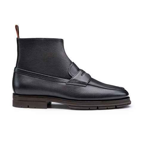 Men's grey tumbled leather Carlo Ice ankle boot - Santoni - 1