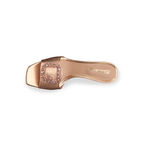 Women's pink laminated leather mid-heel sandal - Santoni - 5